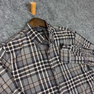 Todd Snyder Albiate 1830 Mens Plaid Button Down Shirt Navy Brown Medium M